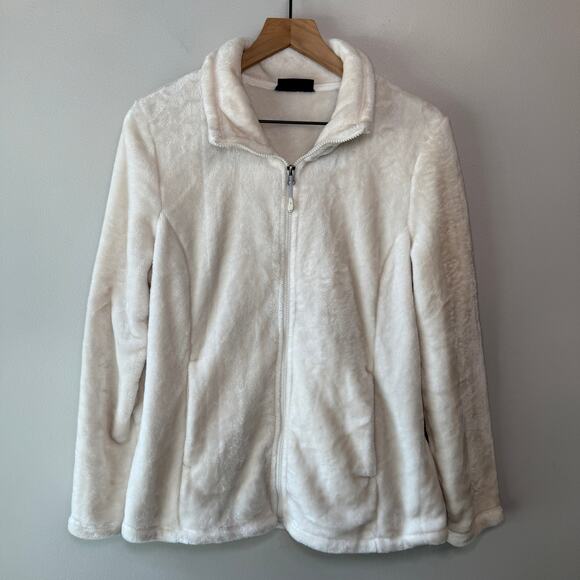 HeatKeep Women's Full Zip Faux Fur Fleece Jacket Cream Size Large - Picture 1 of 7
